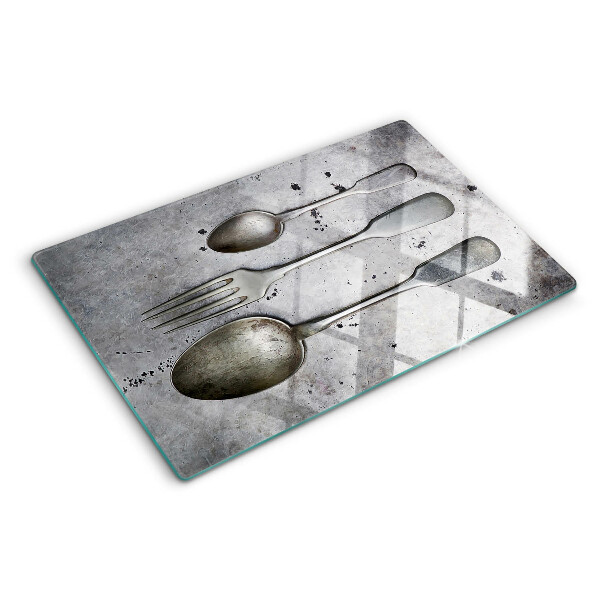 Üveg vágódeszka Evőeszközök beton alapon
