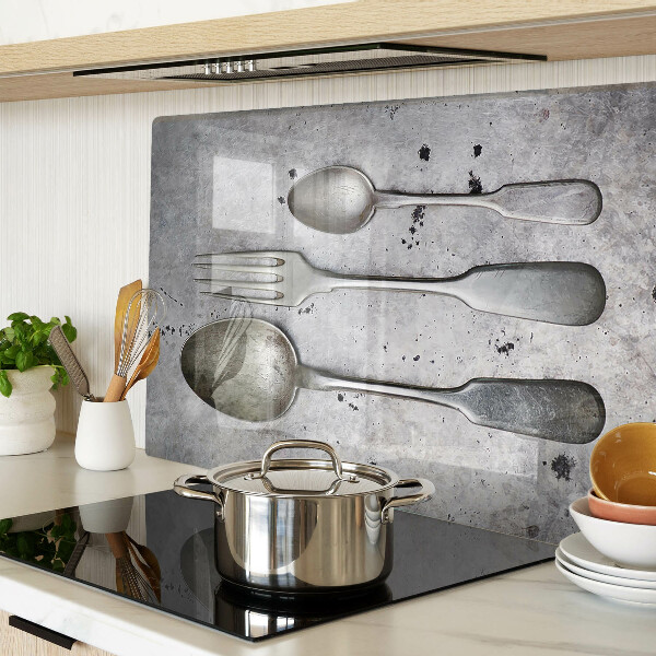 Üveg vágódeszka Evőeszközök beton alapon