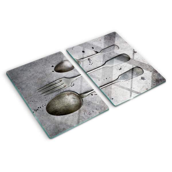 Üveg vágódeszka Evőeszközök beton alapon