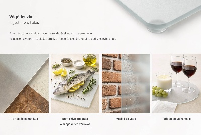 Edzett üveg vágódeszka hatszögletű, félig átlátszó kivitelben