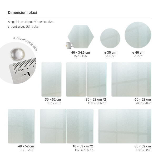 Edzett üveg vágódeszka hatszögletű, félig átlátszó kivitelben