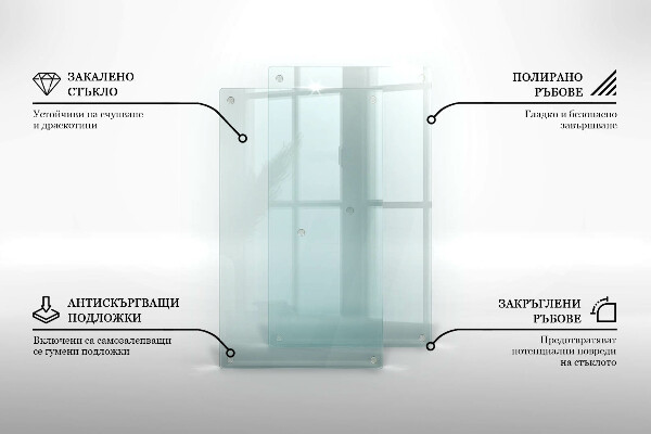 Üveg vágódeszka fényképpel kettős átlátszó kialakítással