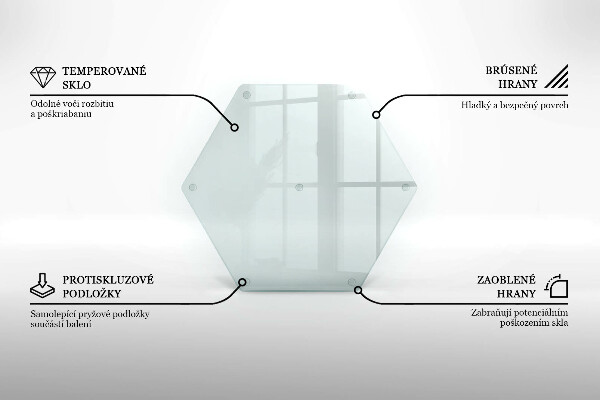 Üveg vágódeszka átlátszó, hatszög alakú kivitel