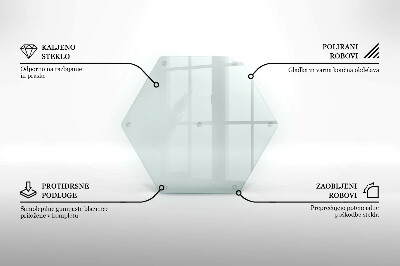 Üveg vágódeszka átlátszó, hatszög alakú kivitel