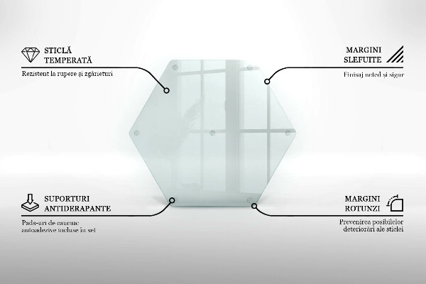 Üveg vágódeszka átlátszó, hatszög alakú kivitel