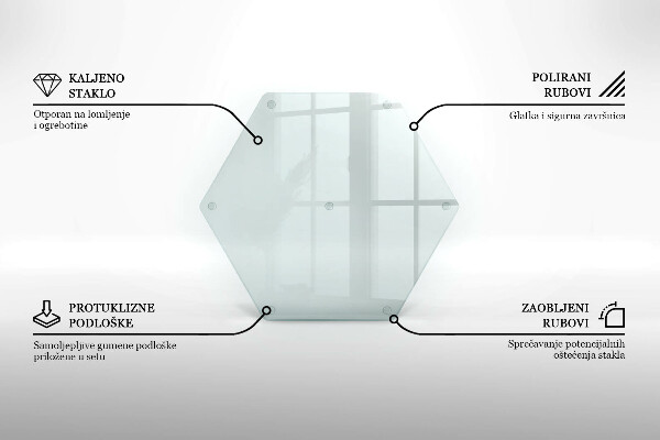 Üveg vágódeszka átlátszó, hatszög alakú kivitel