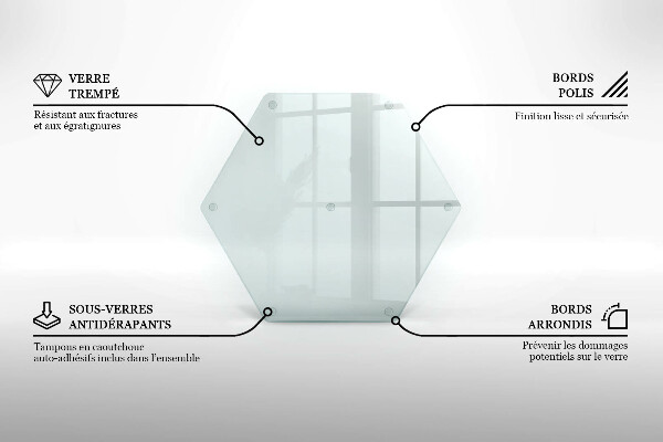 Üveg vágódeszka átlátszó, hatszög alakú kivitel