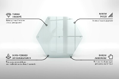 Üveg vágódeszka átlátszó, hatszög alakú kivitel