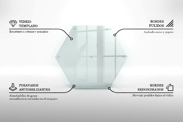 Üveg vágódeszka átlátszó, hatszög alakú kivitel