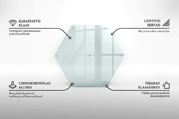 Üveg vágódeszka átlátszó, hatszög alakú kivitel