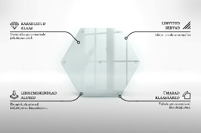 Üveg vágódeszka átlátszó, hatszög alakú kivitel