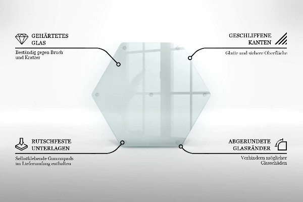 Üveg vágódeszka átlátszó, hatszög alakú kivitel