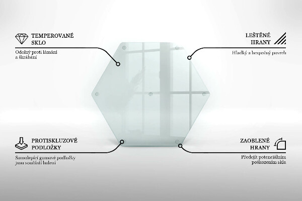 Üveg vágódeszka átlátszó, hatszög alakú kivitel