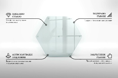 Üveg vágódeszka átlátszó, hatszög alakú kivitel