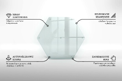Üveg vágódeszka átlátszó, hatszög alakú kivitel
