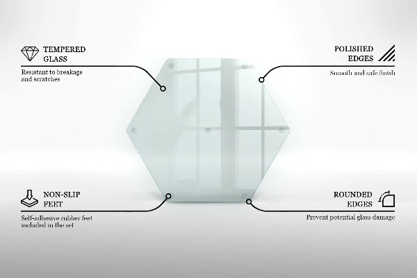 Üveg vágódeszka átlátszó, hatszög alakú kivitel