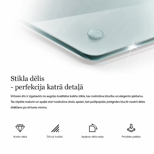 Üveg vágódeszka négyzetes alakú, átlátszó kivitelben