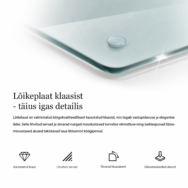 Üveg vágódeszka négyzetes alakú, átlátszó kivitelben