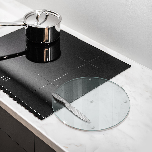 Edzett üveg vágódeszka átlátszó, kerek kivitelben