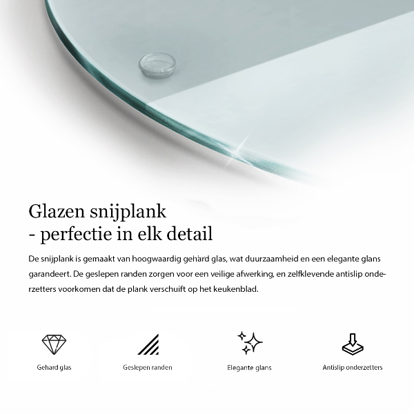 Edzett üveg vágódeszka átlátszó, kerek kivitelben