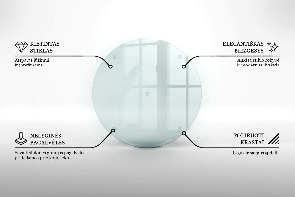 Edzett üveg vágódeszka átlátszó, kerek kivitelben