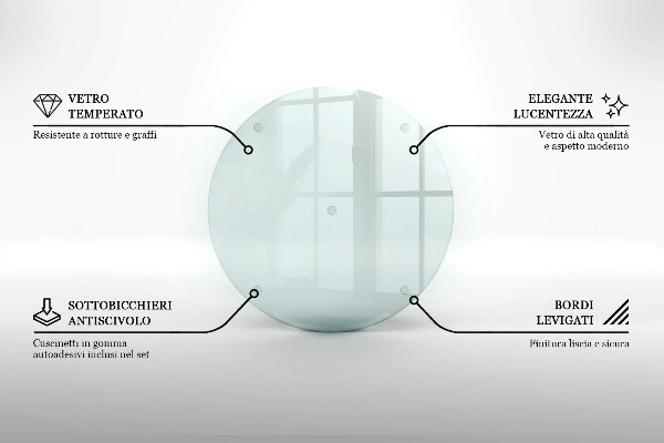 Edzett üveg vágódeszka átlátszó, kerek kivitelben