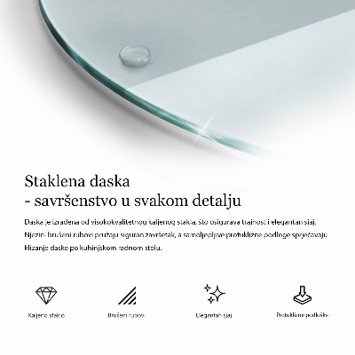 Edzett üveg vágódeszka átlátszó, kerek kivitelben