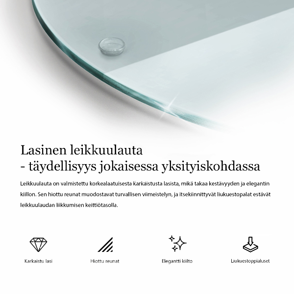 Edzett üveg vágódeszka átlátszó, kerek kivitelben