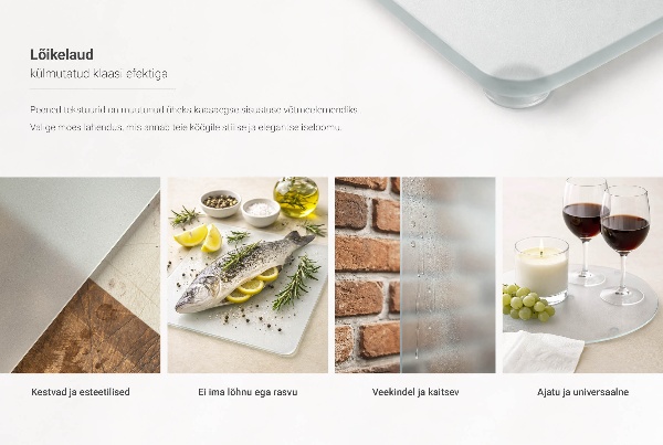 Edzett üveg vágódeszka kerek, félig átlátszó kivitel