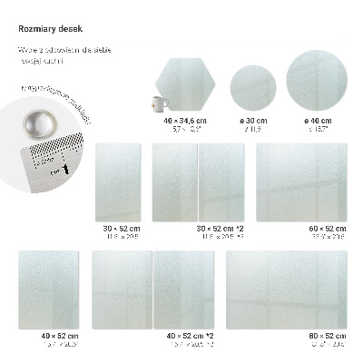 Edzett üveg vágódeszka kerek, félig átlátszó kivitel