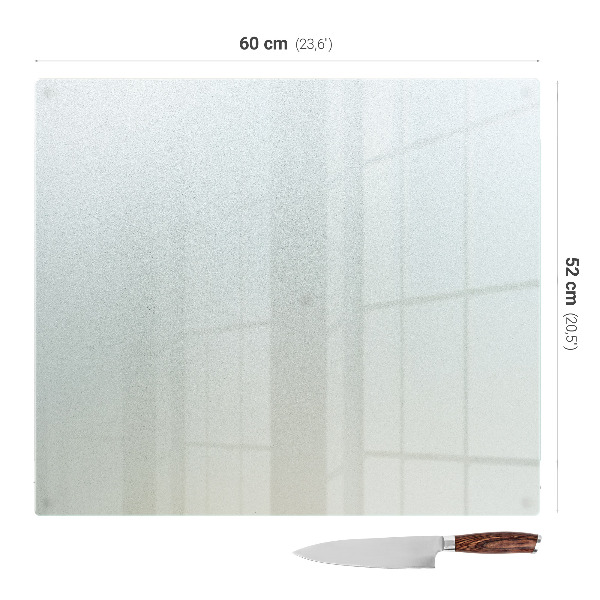 Edzett üveg vágódeszka téglalap alakú, félig átlátszó kivitelben