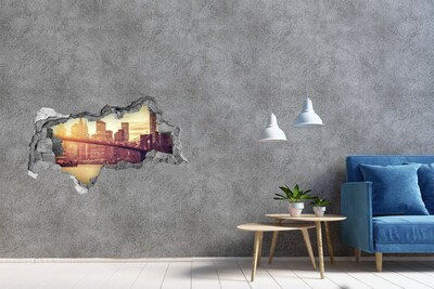 Fali matrica lyuk a falban Brooklyn híd naplementekor