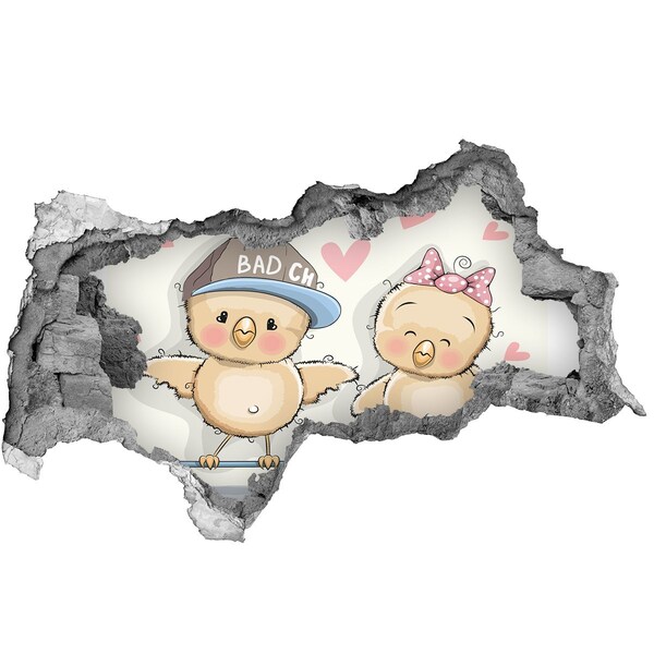 Fali matrica lyuk a falban Aranyos madarak gördeszkán