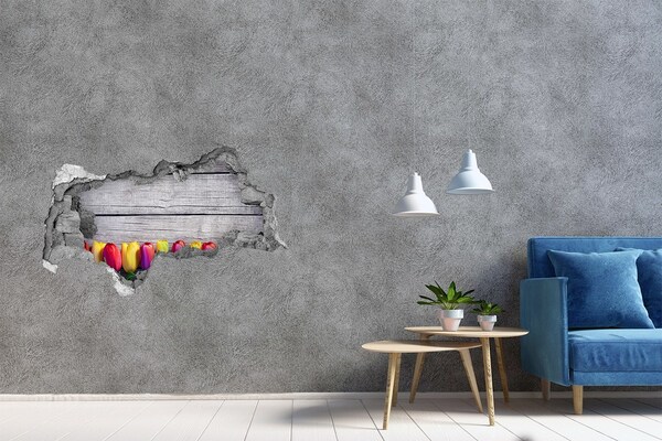 Fali matrica lyuk a falban Virágok egy lyukon keresztül a falon