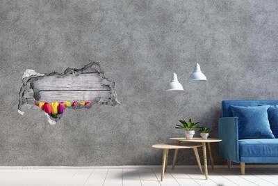 Fali matrica lyuk a falban Virágok egy lyukon keresztül a falon