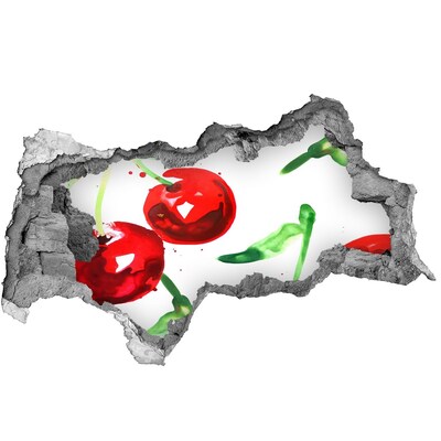 Fali matrica lyuk a falban Piros cseresznye egy lyukban a falban