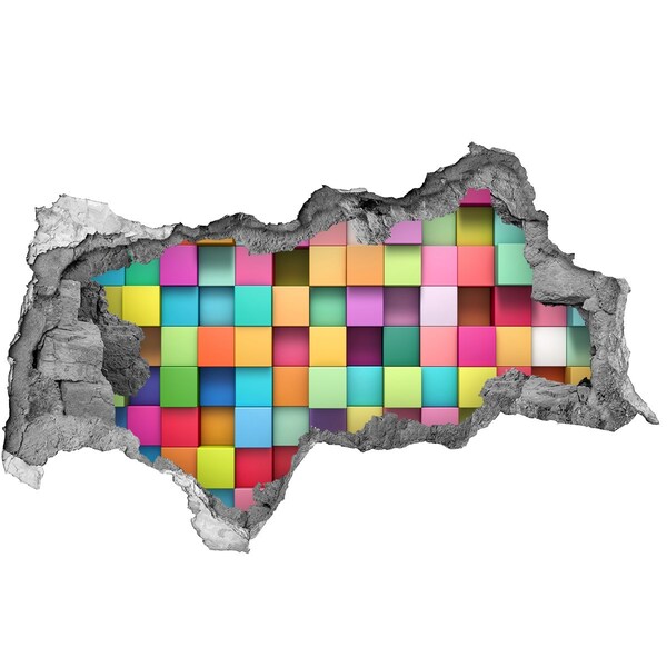 Fali matrica lyuk a falban Színes blokkok egy lyukban a falban