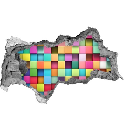 Fali matrica lyuk a falban Színes blokkok egy lyukban a falban