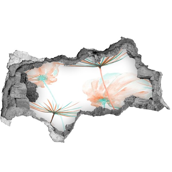 Fali matrica lyuk a falban Virágos tájkép egy lyukon keresztül a falon