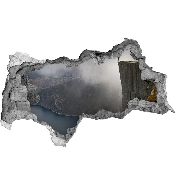 Fali matrica lyuk a falban Kilátás a fjord feletti szikláról