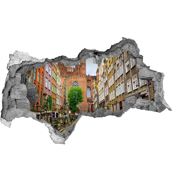 Fali matrica lyuk a falban Gdańsk látképe