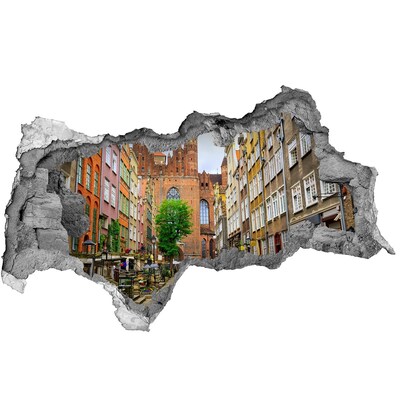 Fali matrica lyuk a falban Gdańsk látképe