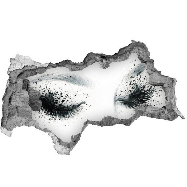 Fali matrica lyuk a falban Csukott szemek egy lyukban a falban