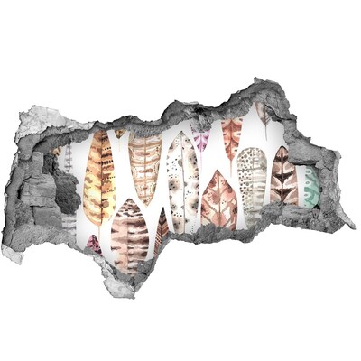 Fali matrica lyuk a falban Színes levelek egy lyukban a falban