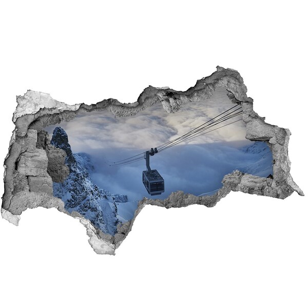 3d fali matrica lyuk a falban Hegyi felvonó a felhők felett