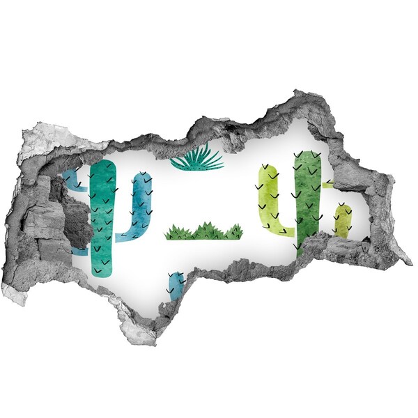 3d fali matrica lyuk a falban Zöld táj kaktuszokkal