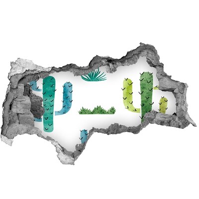 3d fali matrica lyuk a falban Zöld táj kaktuszokkal