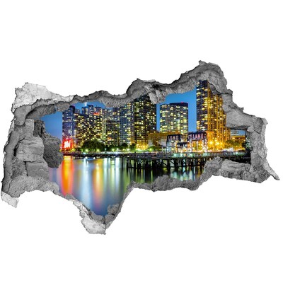 3d fali matrica lyuk a falban Kilátás a városra éjszaka