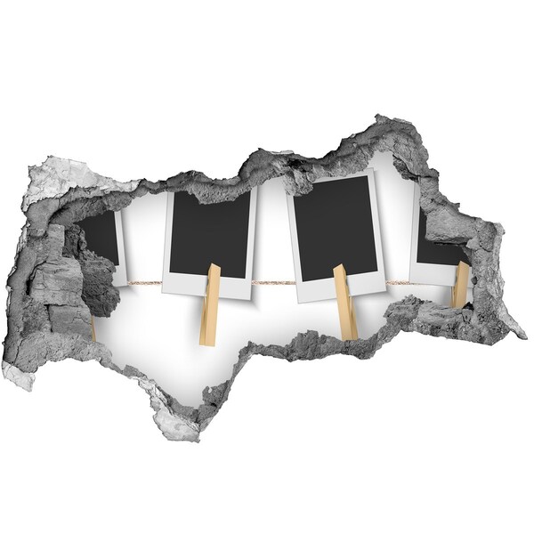 3d fali matrica lyuk a falban Egy sérült fal képkeretekkel