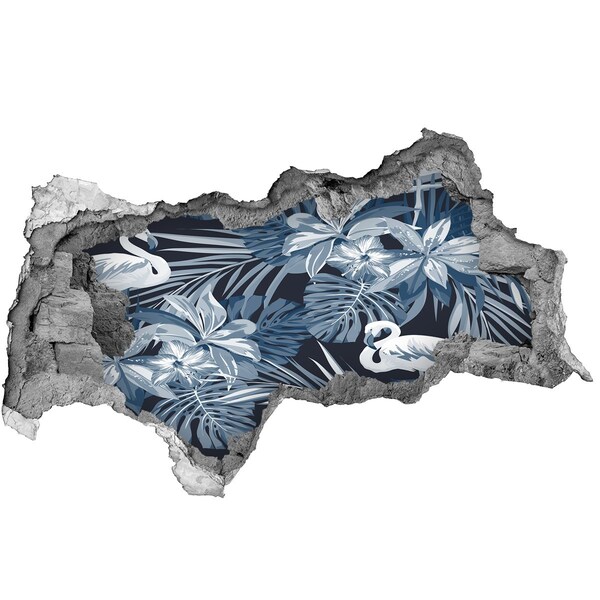 3d fali matrica lyuk a falban Trópusi paradicsom flamingókkal